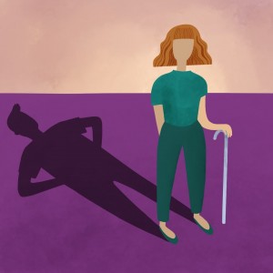 Woman with man as shadow