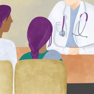 Woman at doctor