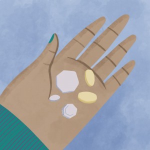 Hand with coins