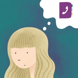 Woman remembering a phone number
